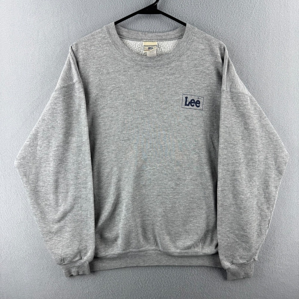 Vintage LEE Sweatshirt‎ Mens Large Gray Crewneck Y2K 90s Denim Jeans Western